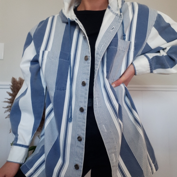 Vintage 90's striped jean shacket - Picture 2 of 10